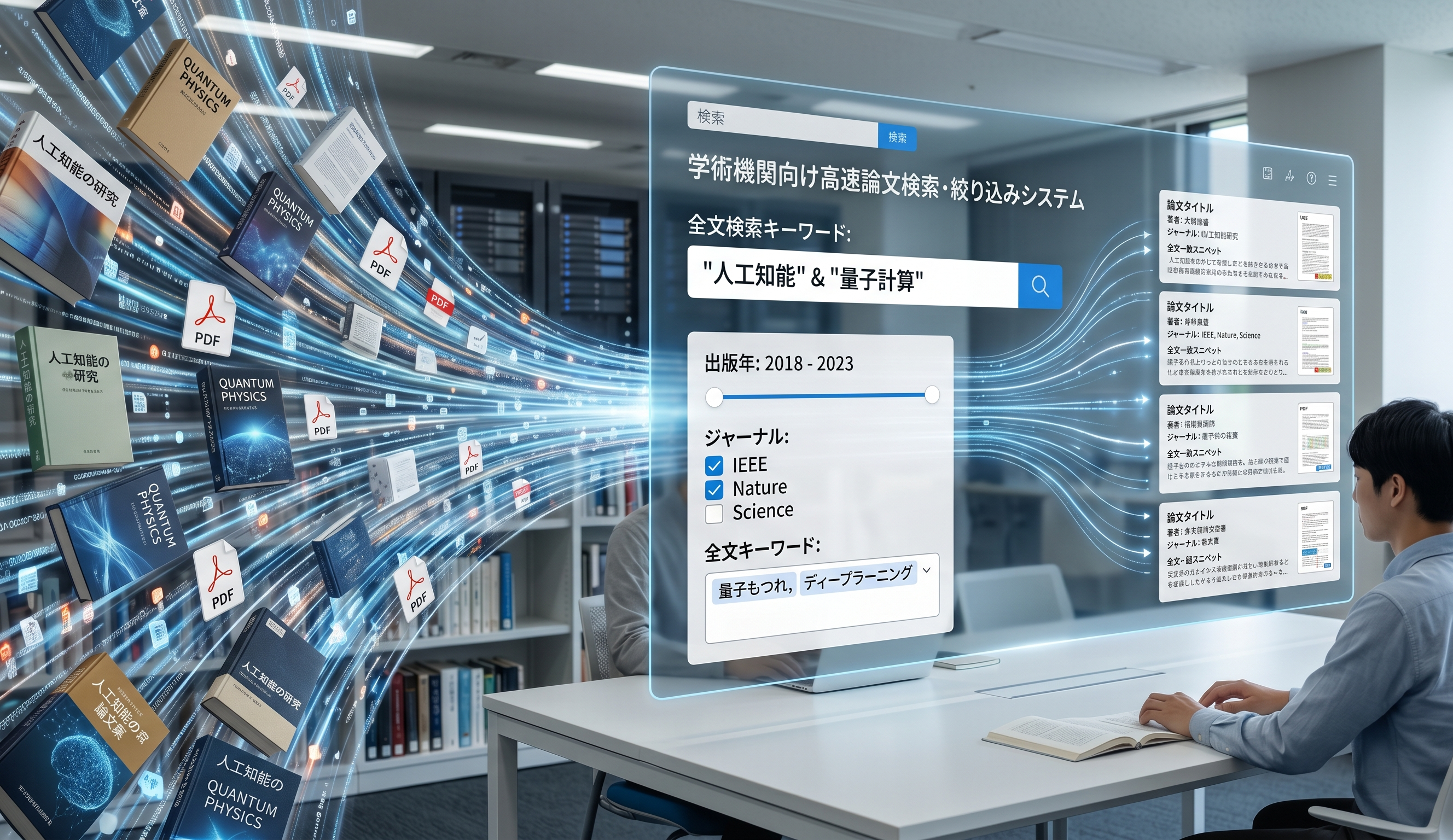 学術論文検索システム 検索UI画面